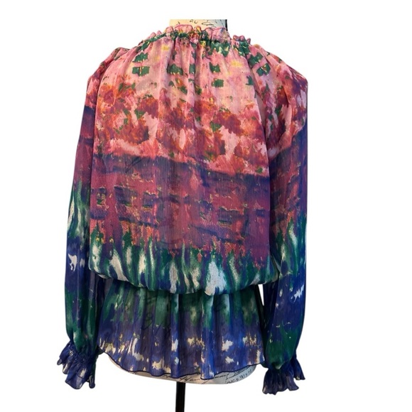 MUSHKA BY  SIENNA ROSE, Boho blouson blouse, multicolored size Large. Ruffles. - Picture 2 of 7
